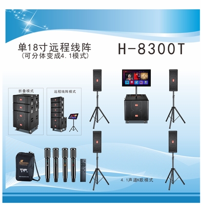 户外专业远程线阵K歌演出音响H-8300T